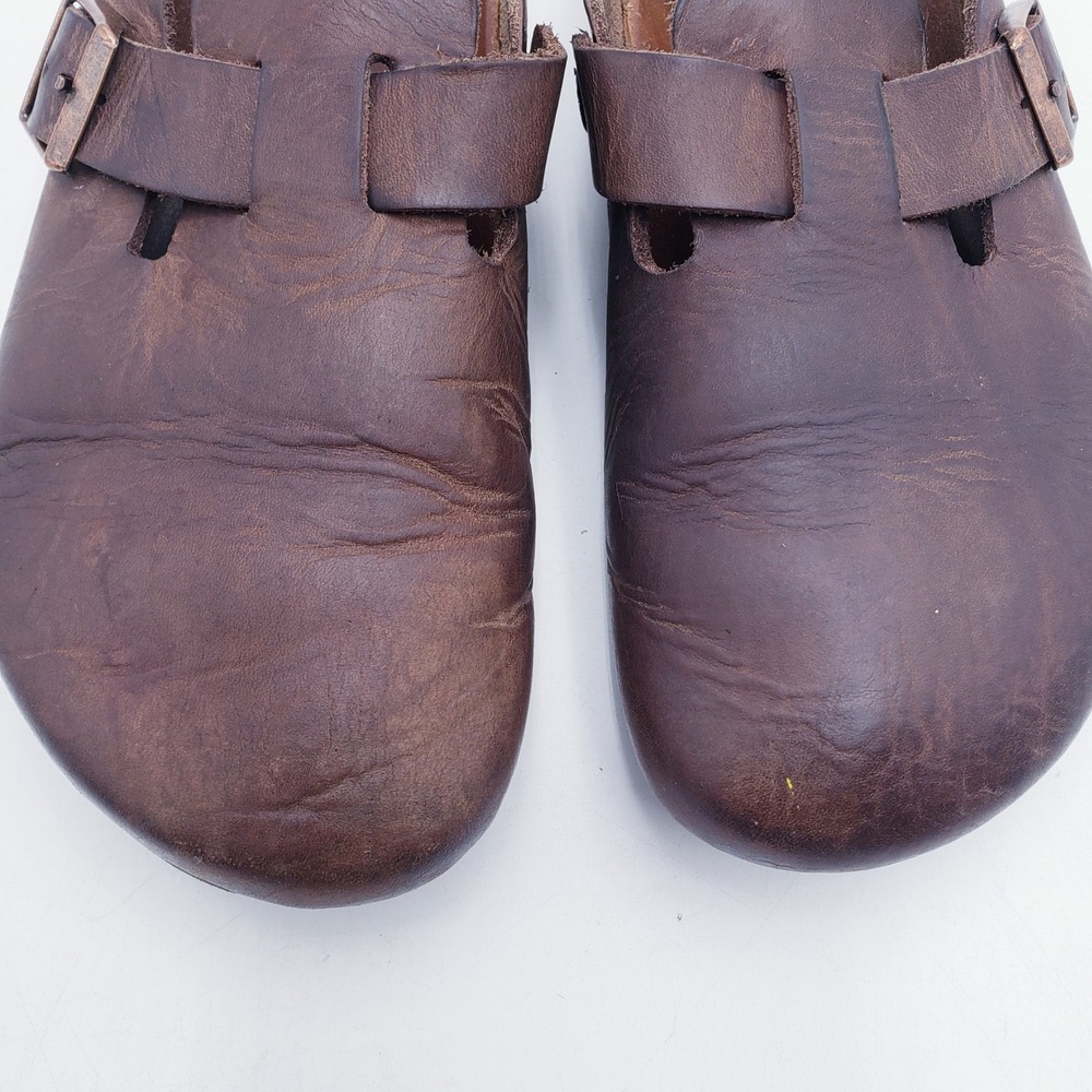Birkenstock Boston Clogs Brown Leather Buckle Closed Toe Shoes 41 Size 10 - Picture 2 of 9